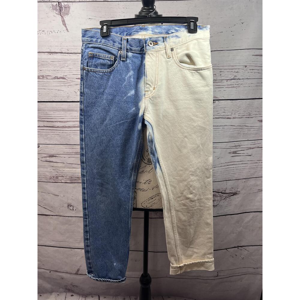 City Streets 29x30 White Blue Mens Two-Tone‎ High-Waisted Jeans